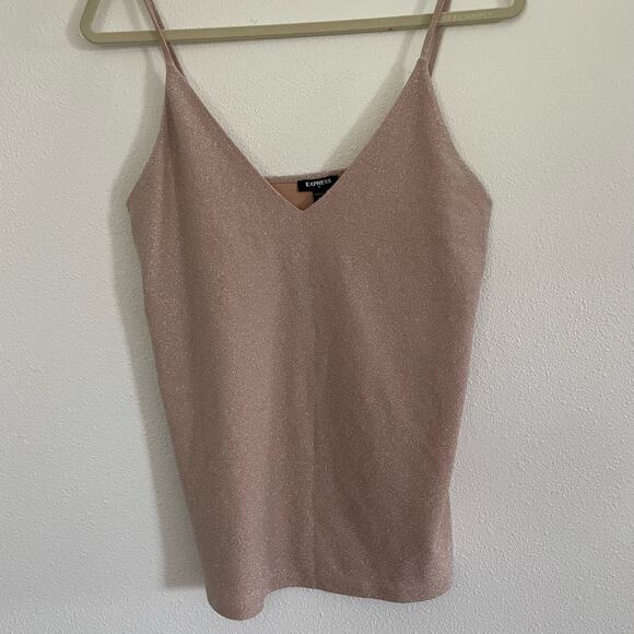 Express Tops - Express Sparkly metallic spaghetti strap shirt v neck dress cocktail size small